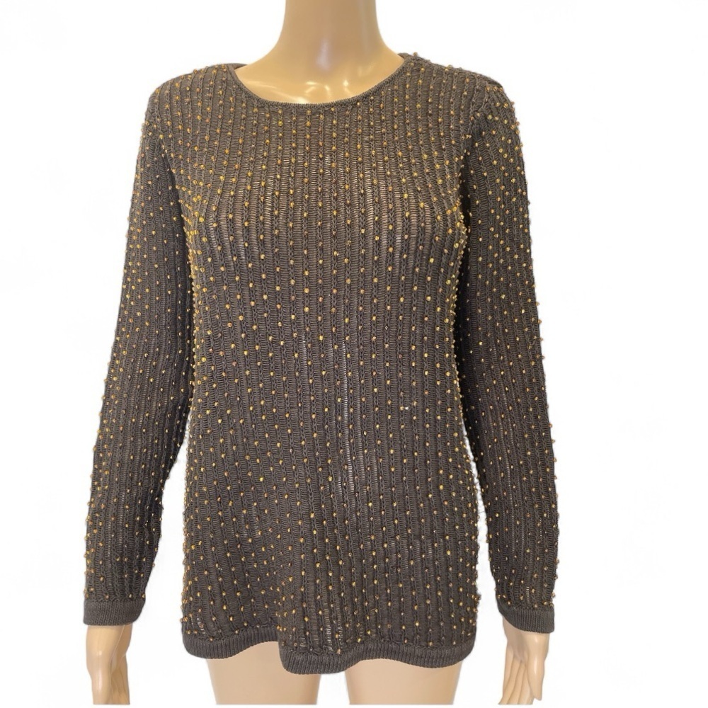 Dana Buchman Studded Gray Sweater size M